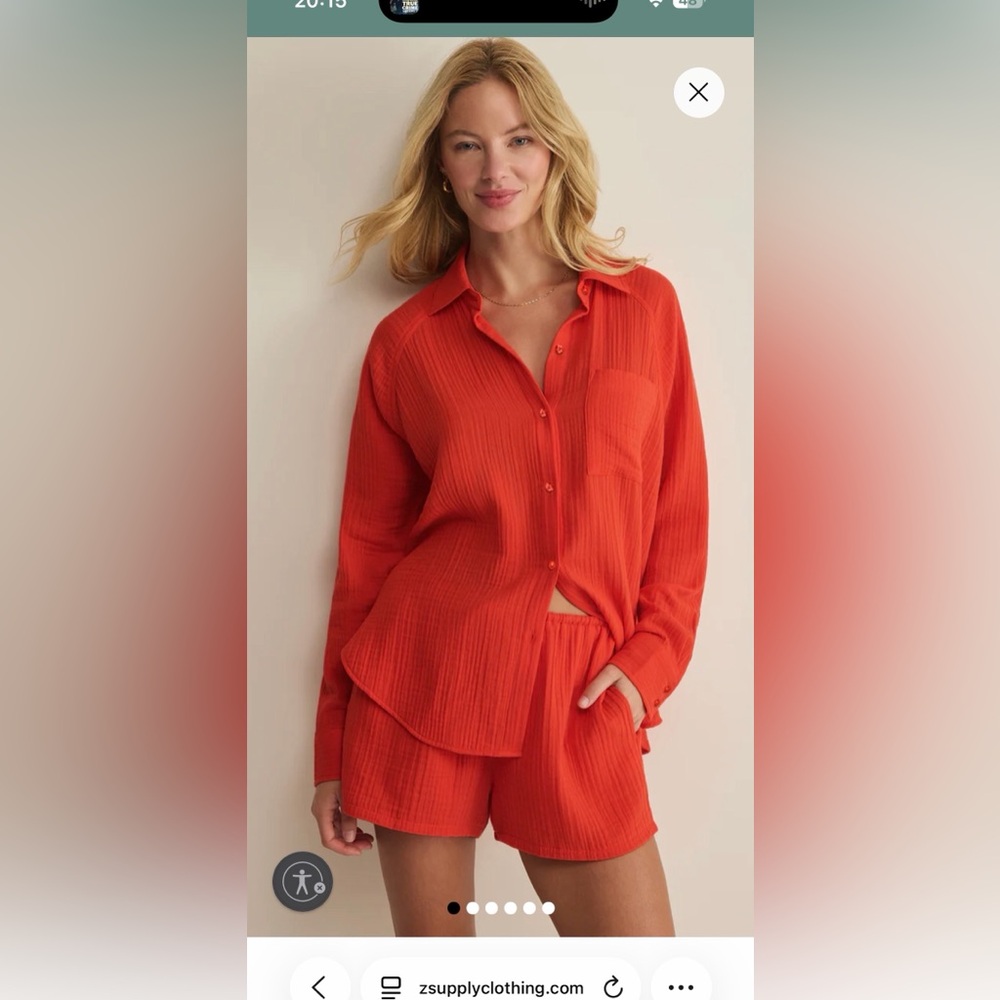 Z Supply 2 piece set: DAYLIGHT AIRY GAUZE SHIRT AND SHORTS: GUC
